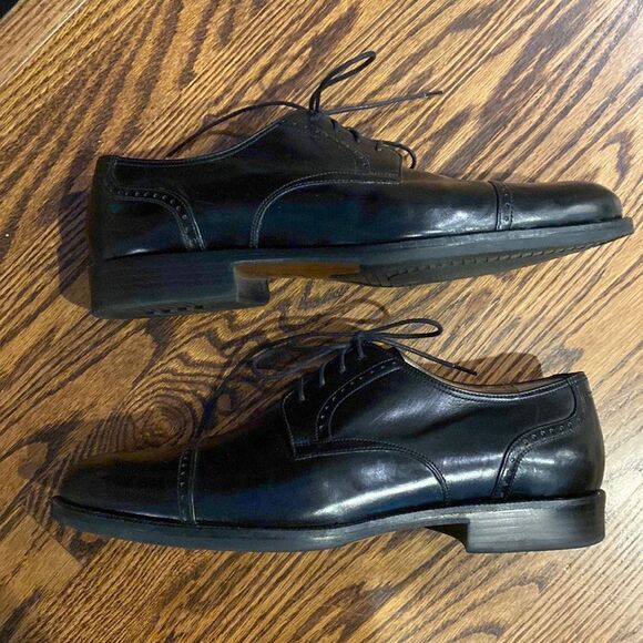 Johnston & Murphy Men’s Brinley Black Sheepskin Leather Sz 12M Cap Toe - Picture 4 of 9